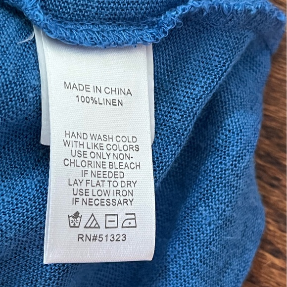 BEAUTIFUL BLUE LINEN T-SHIRT - Picture 6 of 7